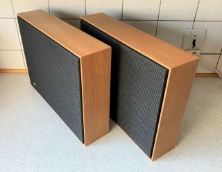 Bang & Olufsen Vintage 1960s Stereo Wall Panel Speakers Beovox 1600 Oak Top Cond