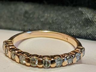 Stunning Vintage 14k Yellow Gold Anniversary Ring/band With 10 Natural Diamonds