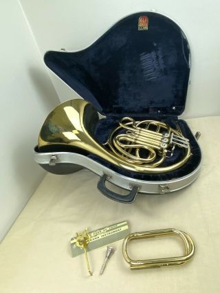 Vintage C.  G.  Conn 14d Brass French Horn 2 Mouthpiece & Eb Crook Slide Hard Case