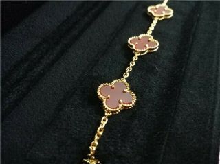 Van Cleef & Arpels Vintage Alhambra Bracelet in 18k YG with 5 motif Carnelian 2