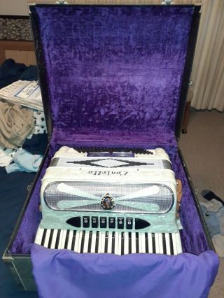 Accordion : Contello Accordion Vintage In Case With Music Books And Stand