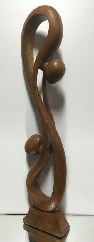 Vtg.  Lg.  Hand Carved Wood Abstract Mid - Century Modern Sculpture Folk Art