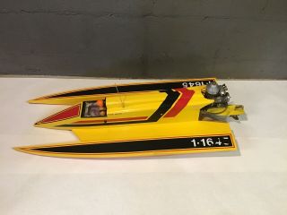 Vintage Wooden Racing R/c Speed Boat 34 1/2” W/ Kb 7.  5 Motor