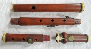 T.  J.  Weygandt Boxwood Wooden Flute 4 Keyed Philadelphia PA 1800s Old Vtg Antique 2