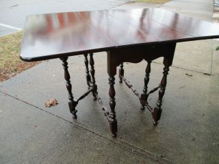 Vintage Solid Mahogany Gate - Leg Drop - Leaf Dinning Table.
