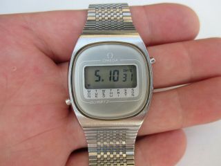 Vintage Rare Mens Quartz Lcd Digital Wrist Watch Omega Cal.  1615 1970s