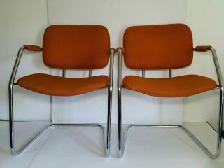 Pair Nightingale/art Steel Co.  - Vintage Mid Century Modern Tubular Steel Chairs