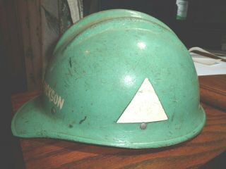 Vintage Bullard 502 Green Fiberglass 6 Point Hard Hat with Suspension - Ironworker 2