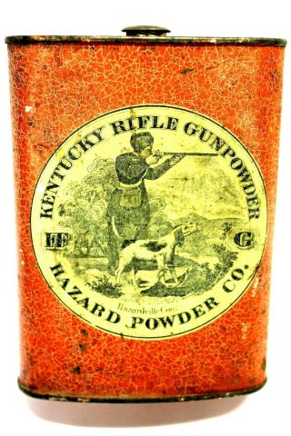 Scarce Kentucky Rifle Gunpowder Tin Hazard Powder Co.  Paint Brass Cap