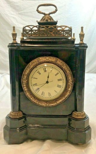 Maitland - Smith Inlaid Penshell And Brass Table Clock