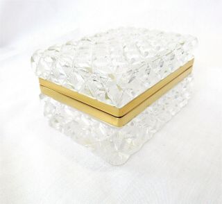 Vtg 30’s Jewelry Casket Signed Made In France Ormolu Bronze/crystal Trinket Box