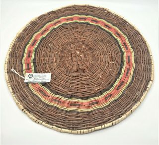 Vintage Hand Woven Hopi Piki Tray Flat Plaque Basket Dorleen Gashweseoma
