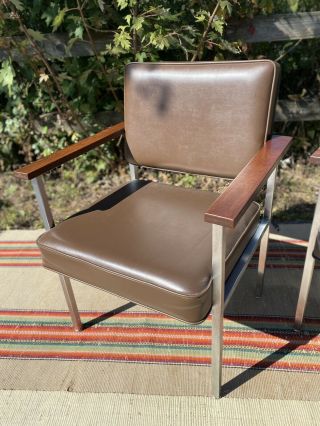 Set of 3 Vintage Mid Century Modern United Chair Co.  Office Arm Chairs,  1960 ' s 2
