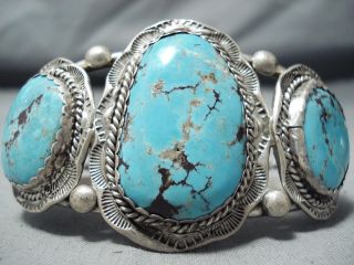 Colossal Vintage Navajo Spiderweb Turquoise Sterling Silver Bracelet