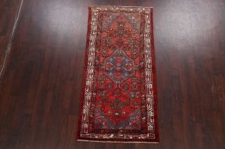 Vintage Geometric Hamedan Hand - knotted Runner Rug Wool Oriental 3 ' x7 ' Carpet 2