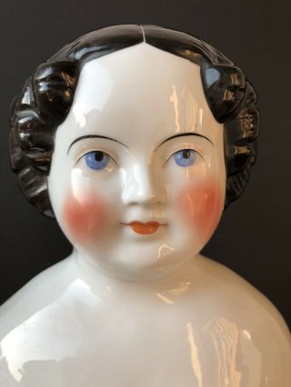 Huge 36” Antique German Flat Top High Brow Brunette China Head Doll 3