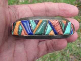 Vintage Sterling Lynol Yellowhorse Modernist Turquoise,  Coral,  Cuff Bracelet