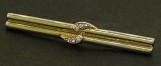 Tiffany & Co.  Vintage Heavy 18k 2 - Tone Gold.  12ctw Vs1/f Diamond Bar Brooch