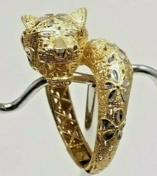 14k Yellow Gold Milor Italy Vintage Panther Bypass Ring Size - 8 (5 Grams)