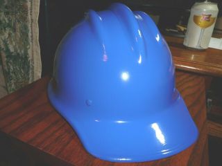 Vintage Bullard 502 6 Point Fiberglass Hard Hat Painted Blue - Iron Worker 2