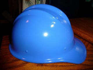 Vintage Bullard 502 6 Point Fiberglass Hard Hat Painted Blue - Iron Worker 3