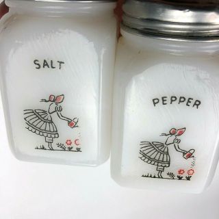 Vintage McKee Milk Glass Shaker Tipp City Salt & Pepper 