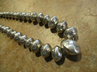 22 " Dynamite Vintage Navajo Graduated Sterling Silver Pearls Bead Necklace