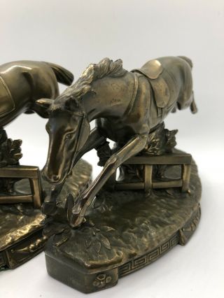 JENNINGS BROTHERS 3012 Bronze Clad Race Horse BOOKENDS Steeplechase Vintage 2
