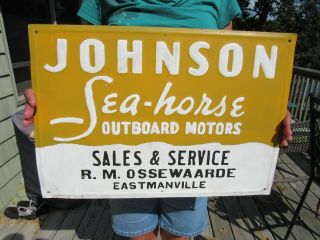 Vintage Johnson Sea - Horse Outboard Motors Embossed Dealership Sign