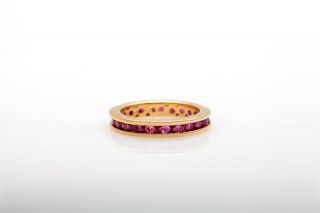Vintage 2ct Natural Ruby 14k Yellow Gold Eternity Band Ring Sz 6.  25