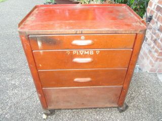 Vintage Plomb Toolmobile Roll - A - Round Tool Box / Chest - Plvmb