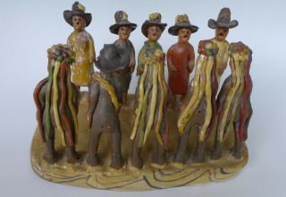 Vintage Mexican Ocumicho Ceramic Dance Festival 13 " Long