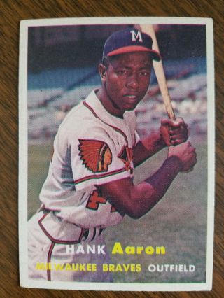 1957 Topps Hank Aaron 20 Ex,  /nm Hof W/slight Touched Corner - Milwaukee Braves