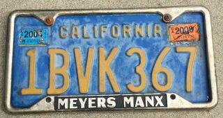 Rare Bf Meyers Manx Vintage California Volkswagen Vw Dealer License Plate Frame