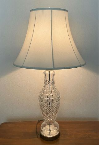 Vintage Waterford Crystal & Brass Tramore Table Lamp & Shade - 37.  5 "