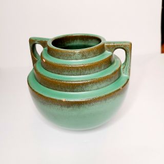 Vintage Catalina Pottery Step Vase Green Art Deco 1930s