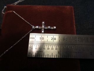 VINTAGE 14KT WHITE GOLD NECKLACE WITH 14 KT WHITE GOLD CROSS WITH 6 DIAMONDS 3