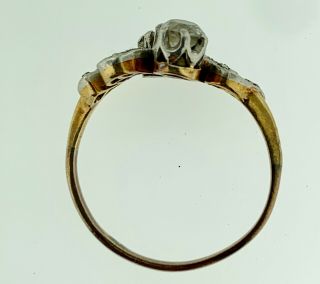 Antique Victorian Old Mine & Rose Cut Diamonds Lady ' s 10Kt Rose Gold Ring Estate 2