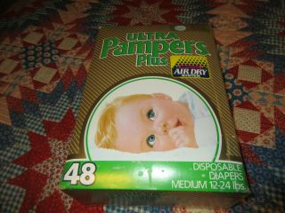 Vintage Collectable Pampers Diapers Size Medium Plastic Late 80 