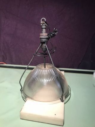 Vintage Holophane Industrial Light Fixture - 14 " Ribbed Glass Factory