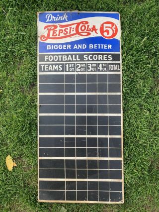 Vtg 40s Baseball Football Pepsi Cola Double Dot Scoreboard Double Sided Pop Sign