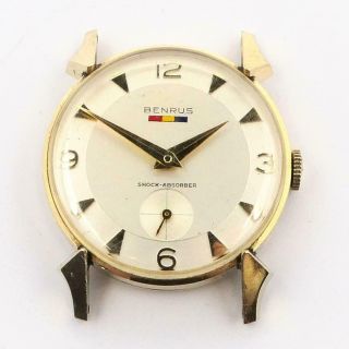 Vintage Benrus Shock Absorber Solid 14k Gold 17j Mechanical Wrist Watch - Runs