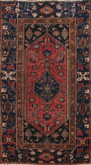 Tribal Semi Antique Geometric Hamedan Hand - Knotted Area Rug Oriental Carpet 4x6
