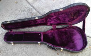 Vintage Gibson Les Paul Guitar Case Black - Purple Interior 1970 