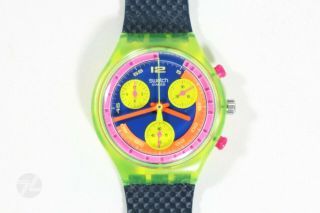 Swatch Chrono Grand Prix Scj101 Vintage 1990s Uhr Armbanduhr Swiss - Geprüft Ok