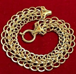 Vintage 14k Yellow Gold Fancy Link Bracelet 6.  7g Italy 7 1/4  By 1/4