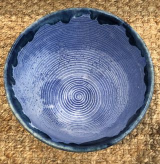 Vintage Mccarty Pottery Cobalt Blue Bowl Signed - 11” Handmade In Merigold,  Ms