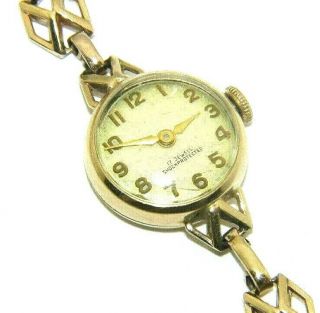 Ladies/womens 9ct Yellow Gold Antique/vintage British Make B And S Wristwatch