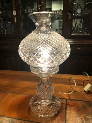 Vintage Waterford Crystal Inishmore Alana Electric Hurricane Lamp,  14 1/2 " Tall