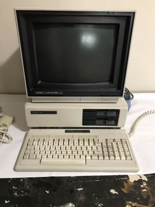 Vintage Tandy 1000 Personal Computer Cm - 2 Color Monitor Keyboard Radio Shack